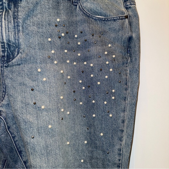 Who What Wear Blue Straight‎ Leg Jeans with Embellishments - Picture 3 of 8